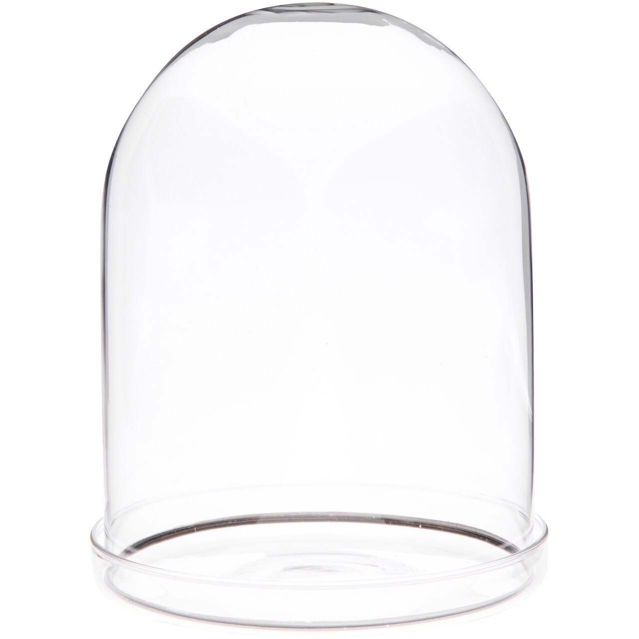 Plymor 4.5" x 6" Glass Display Dome Cloche with Silver Rim (Clear Glass Tray Base)